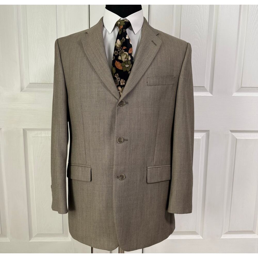 Calvin Klein Men's Tan Beige Wool 3 Buttons Sportscoat Blazer Size 41R